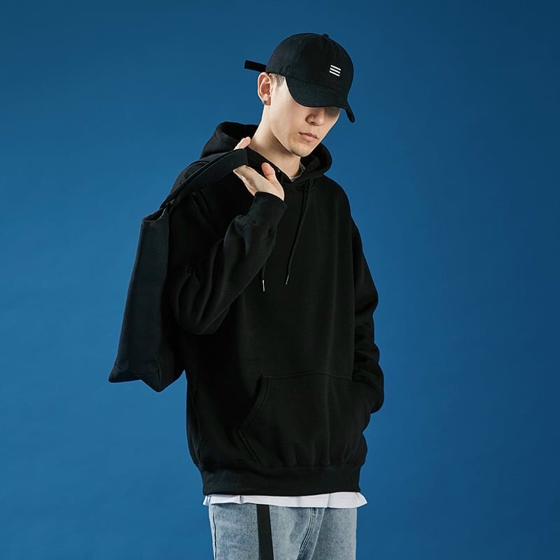Áo Hoodie Trơn Nam Nữ Unisex Có Mũ ✅ Áo Form Rộng Chất Liệu Nỉ Màu Đen và Xám Có Túi.