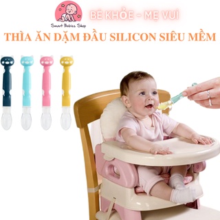 Thìa ăn dặm silicon siêu mềm hình đầu mèo an toàn cho bé