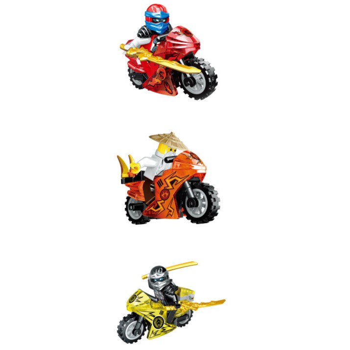 Set 8 nhân vật Lego Ninjago  Guoku 61081 mô tô ninja mới