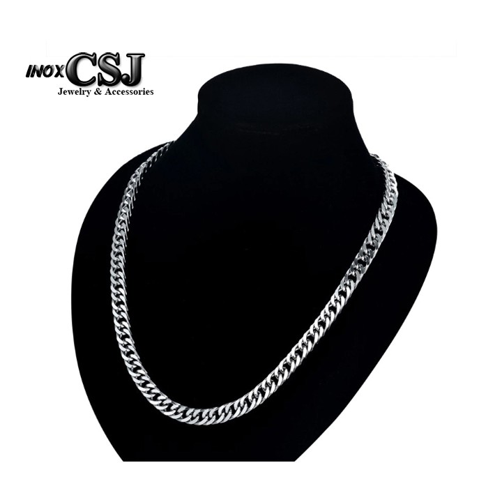 Combo dây chuyền và lắc tay inox kiểu lặc đôi 9mm đẹp, không đen, hợp thời trang thể hiện đẳng cấp phái mạnh