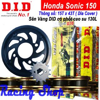 Nhông sên dĩa Honda Sonic, Winner 15Tx43Tx130L sên vàng có phốt cao su DID Thái Lan