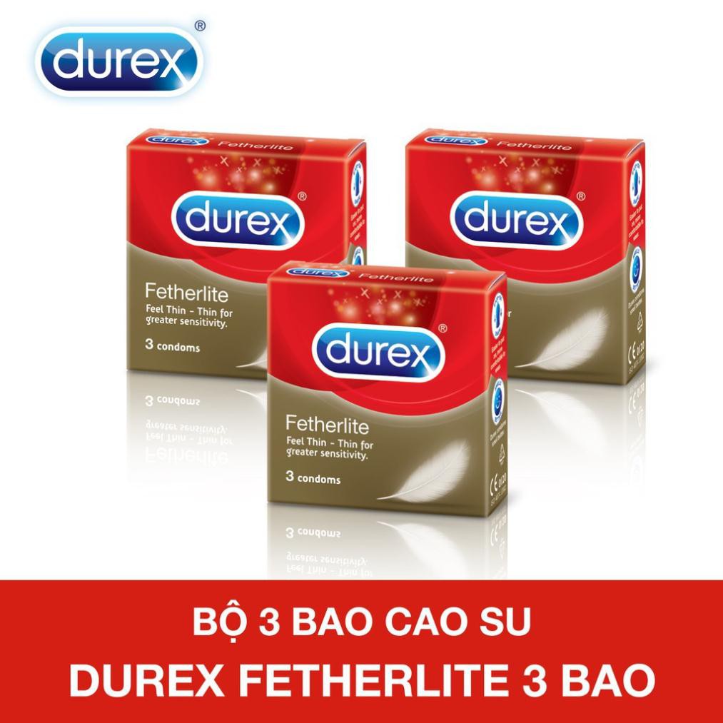 Bao cao su Durex Fetherlite Size 52mm - Hộp 03 cái - Siêu mỏng (Kéo Dài thời gian yêu)