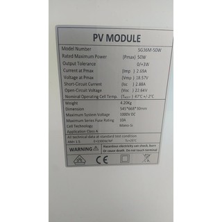Tấm pin mặt trời mono 50w