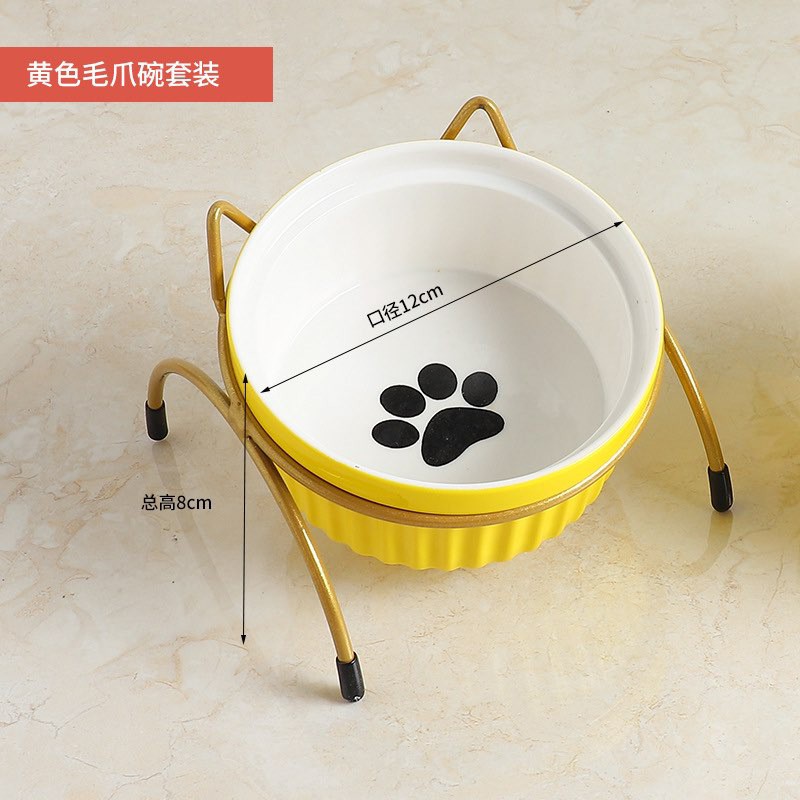 Bát Ăn Bằng Sứ Cao Cấp Cho Mèo- Chén Ăn Chống Gù Có Đế Kim Loại