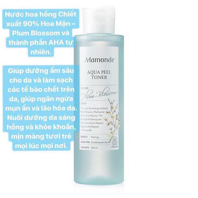 Nước hoa hồng Mamonde diếp cá Pore Clean  Centella rau má Aqua Peel hoa mận Chamomile hoa cúc Rose Water Toner  150ml