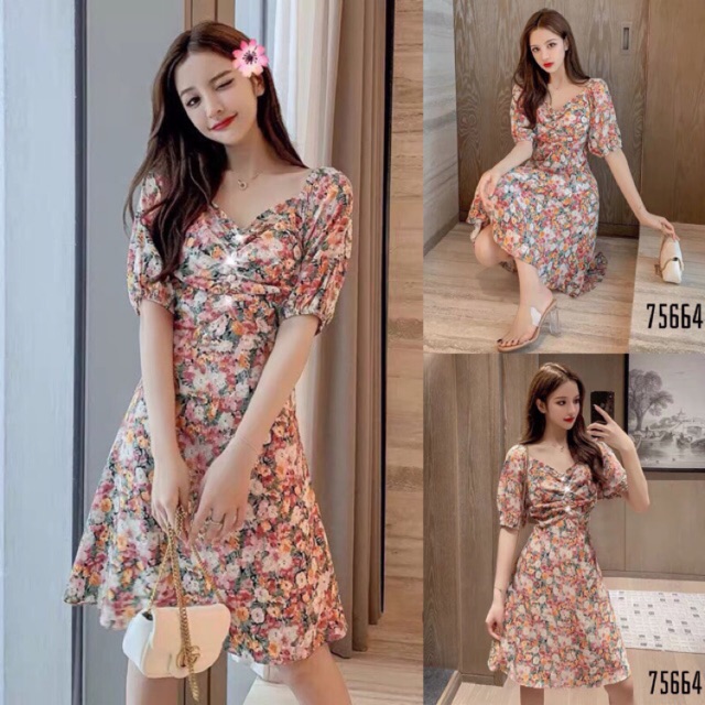 Đầm voan hoa M/L/XL/2XL