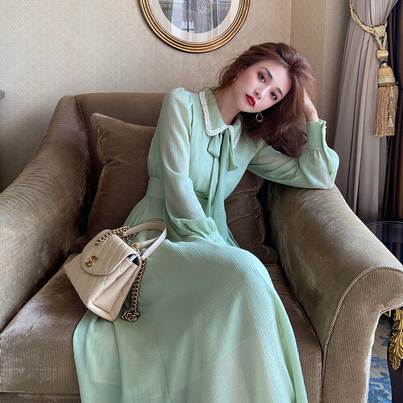 Đầm maxi dài tay phối nơ buộc thời trang thanh lịch nữ tính | BigBuy360 - bigbuy360.vn