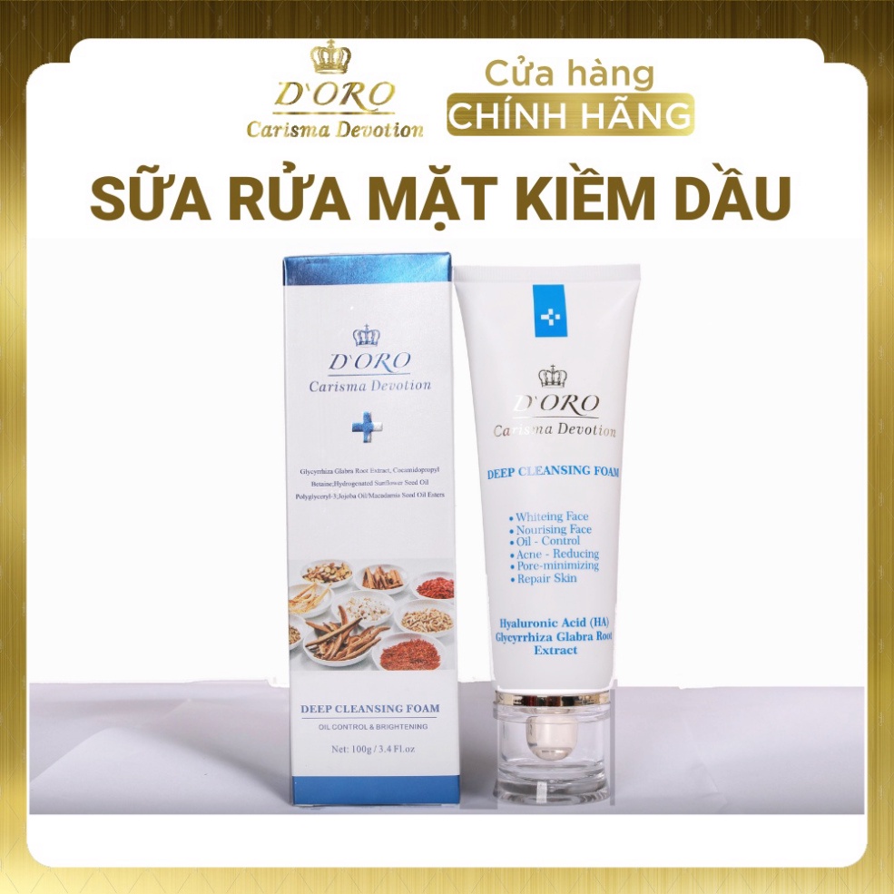Sữa Rửa Mặt Tuýp DORO Kiềm Dầu, Se Khít Lỗ Chân Lông, Mờ Thâm Trắng Sáng,Thải Độc Phục Hồi Da Hư Tổn Dưỡng Da 100mg