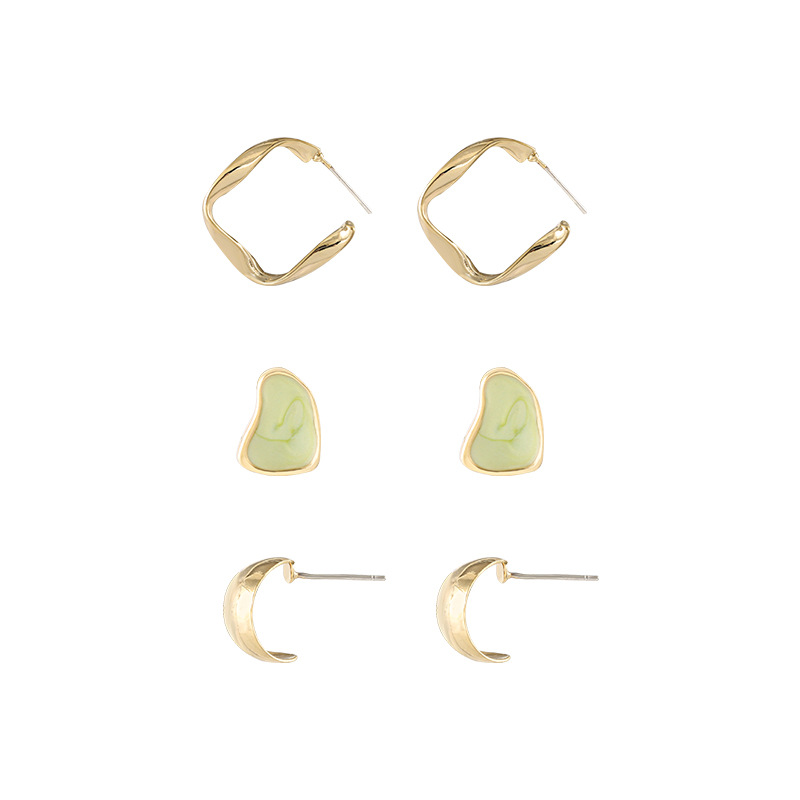 Set 6 Khuyên Tai Hình Giọt Nước Phong Cách Hàn Quốc