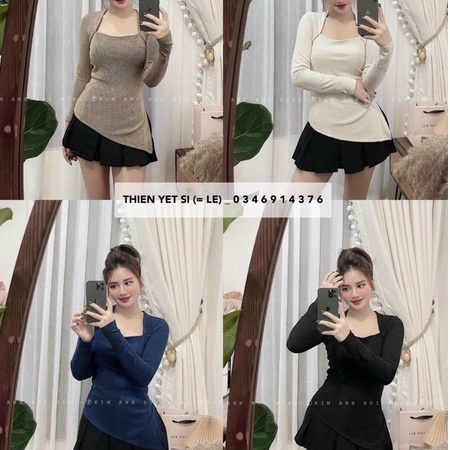 ÁO KIỂU CỔ VUÔNG TAY DÀI TÀ XÉO XẺ MC3