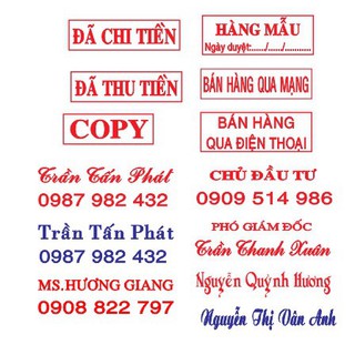 CON DẤU TÊN, DẤU CHỨC VỤ, ĐÃ THU TIỀN