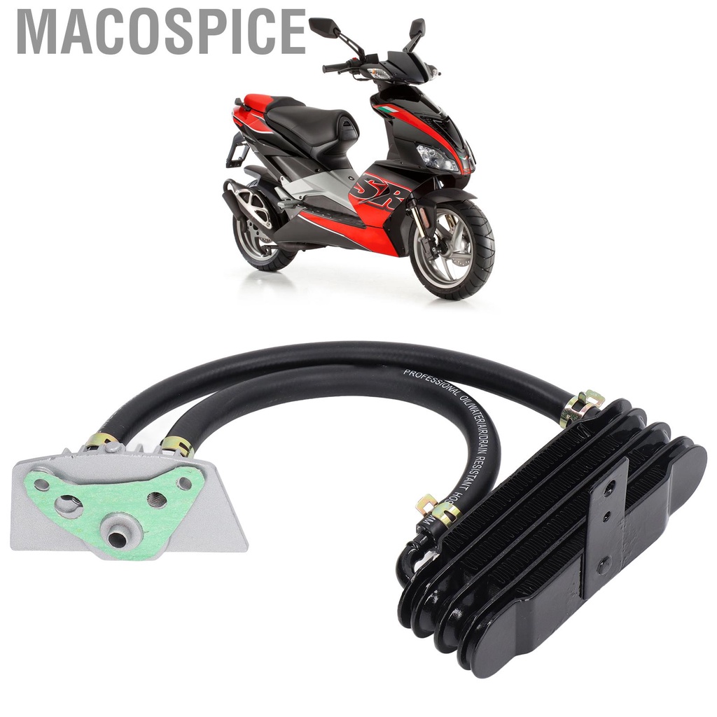 Macospice Motorcycle Oil Cooler Metal Engine Transmission Quickly Cooling for 50‑150cc Curved Beam