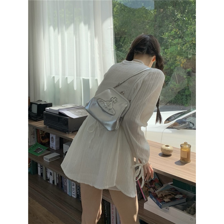 Cocory vn Set Áo Sơ Mi Tay Dài/Chân Váy Ngắn Lưng Cao Phối Ren Thời Trang Cho Nữ