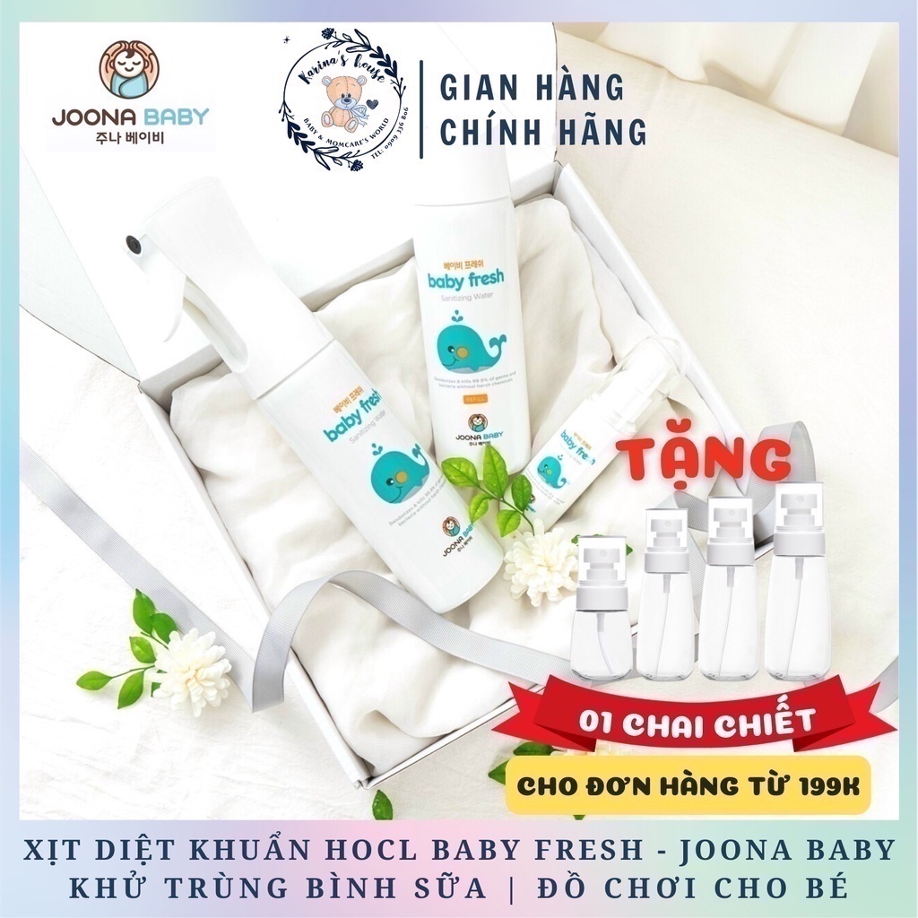 Xịt diệt khuẩn, Tiệt trùng, rửa bình sữa Baby Fresh Joona Baby chai 55ml/300ml