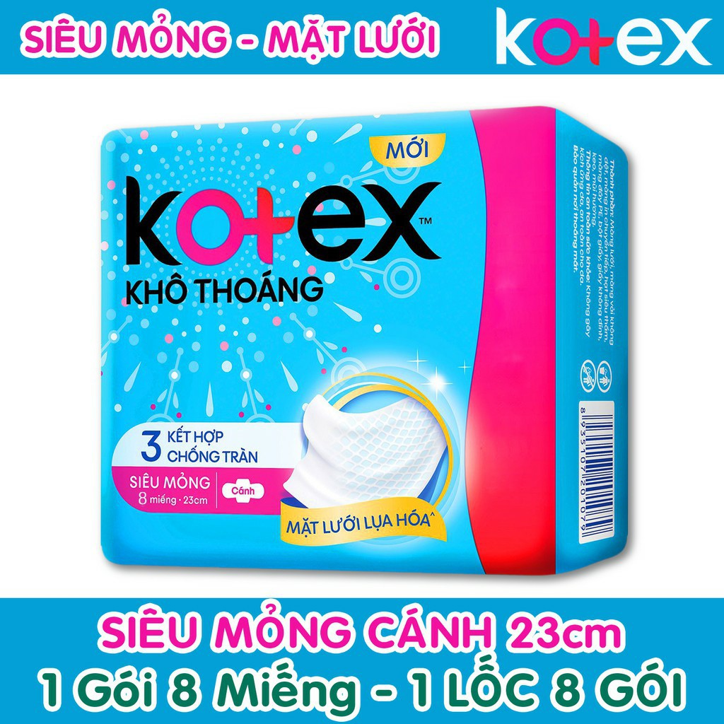 COMBO 8 GÓI BĂNG VỆ SINH KOTEX SIÊU MỎNG 8 MIẾNG