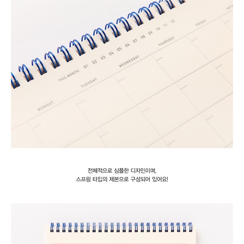 Sổ Tay Lò Xo ARTBOX Hàn Quốc Viết Kế Hoạch Hàng Tháng Bìa Màu Hồng Còng Xanh Dương Nổi Bật