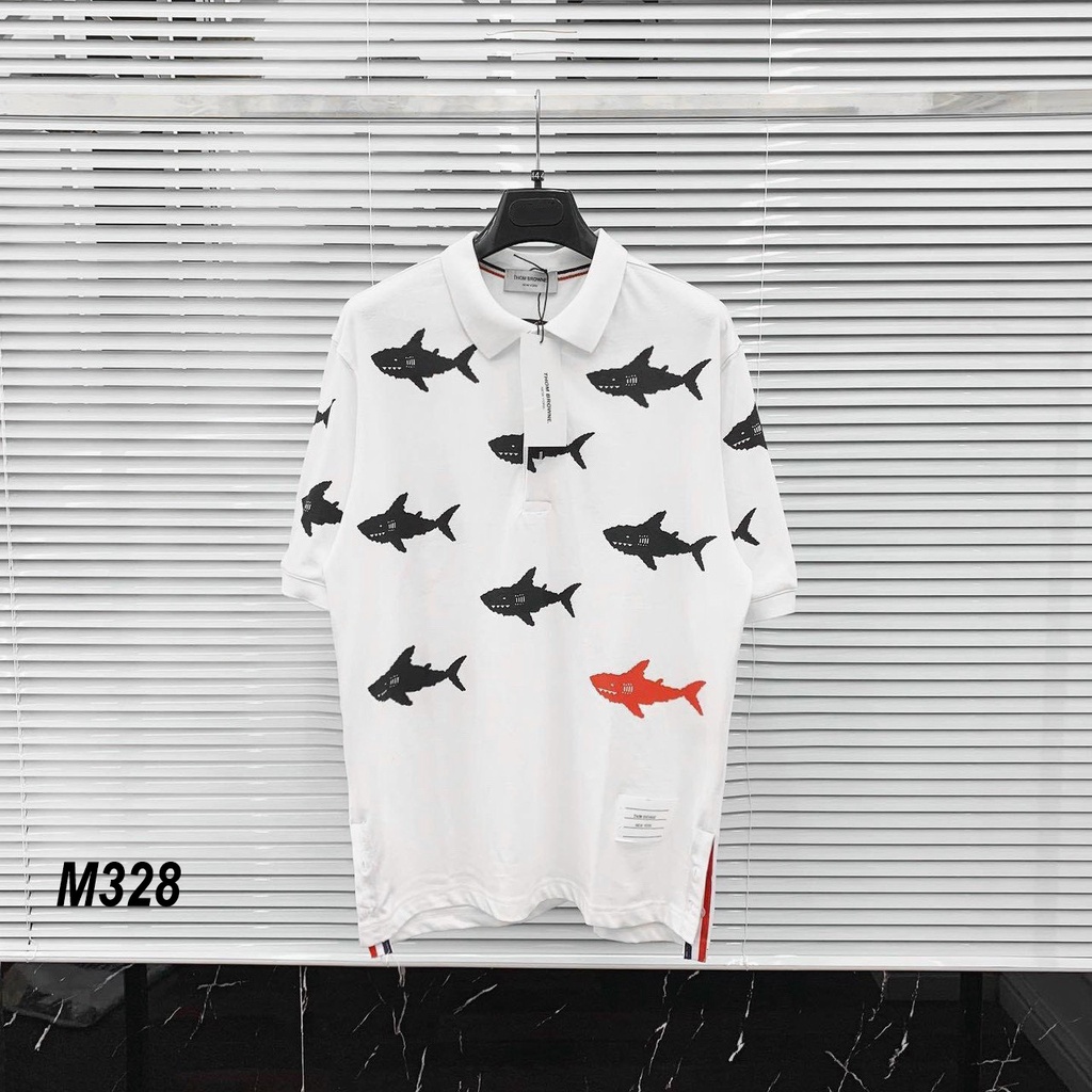 Thời trang nam, áo polo in hình cá mập, polo nam, polo có cổ nam