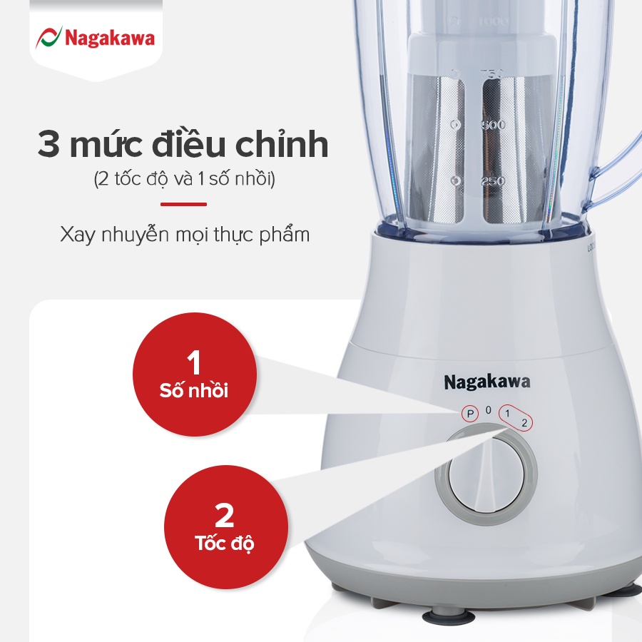Máy Xay Sinh Tố Nagakawa NAG0809 (400W - 1.25 Lít) - Hàng Chính Hãng