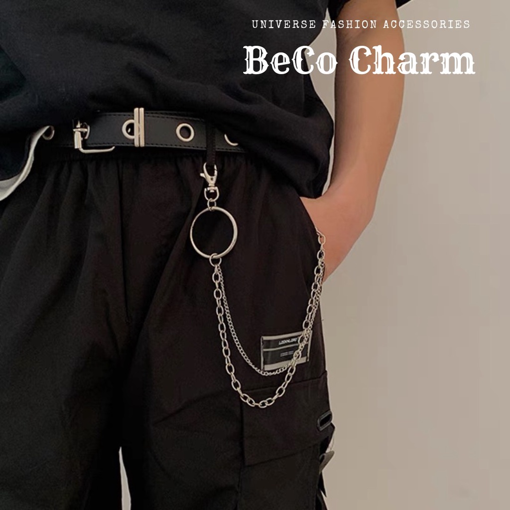 Thắt Lưng Da Nam Nữ Dây Nịt Chain Xích - Thắt Lưng Unisex 2 Hàng Khoen Chain Xích Dây Xích Treo Quần - BeCo Charm