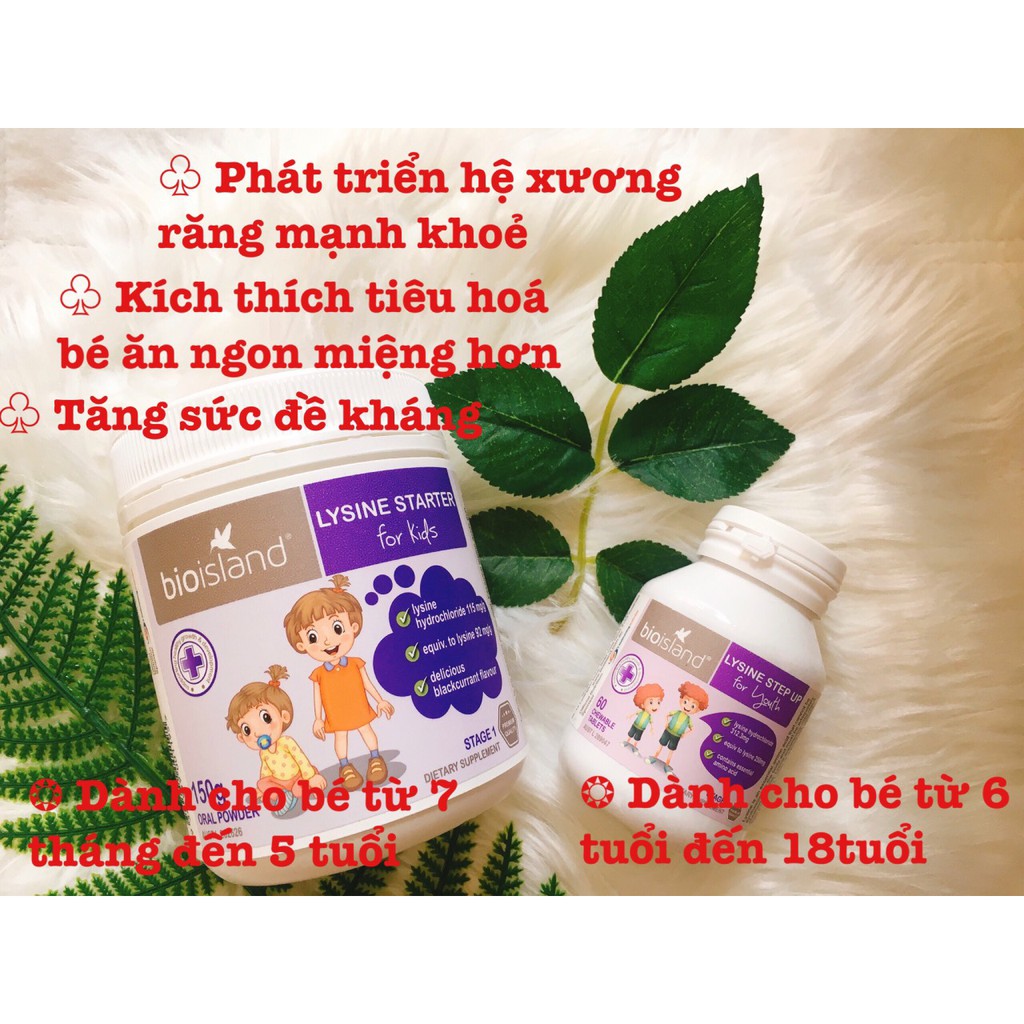 [ Chính hãng] [SALES SỐC] VIÊN UỐNG BIO ISLAND LYSINE HỖ TRỢ TĂNG CHIỀU CAO 60 VIÊN DATE 08/2022