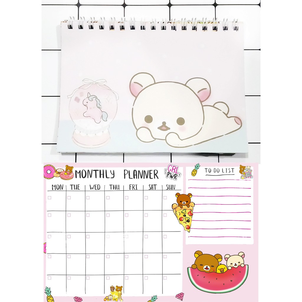 Sổ kế hoạch tháng rilakkuma MPI12 Monthly Planner 12 trang