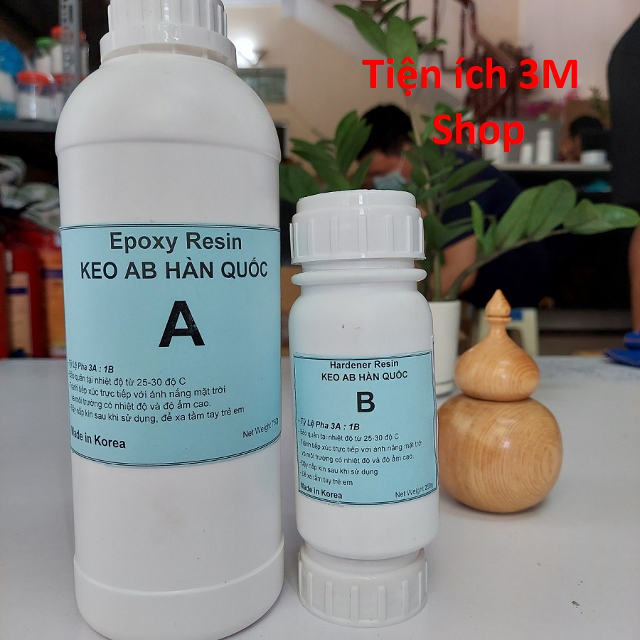 1KG Keo ReSin AB 3-1 Epoxy Loại Trong Không Ngả Vàng, Siêu Cứng Bóng, Tự Tan Bọt