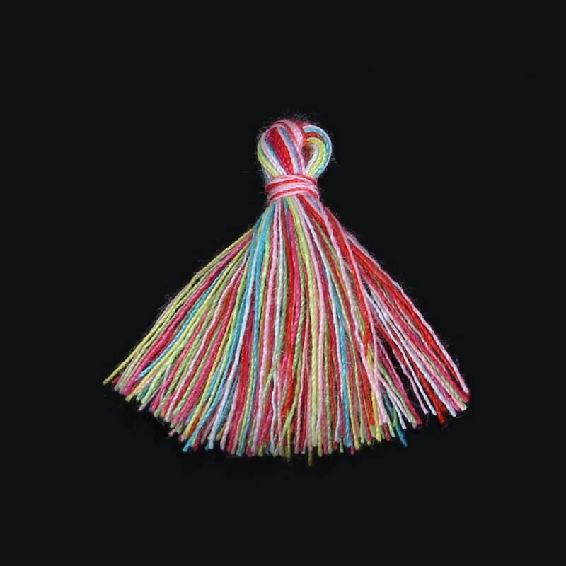 Bộ 50 sợi vải tua rua mini bằng cotton dùng làm mặt trang sức vòng tay chìa khóa/ phụ kiện may vá 27mm 