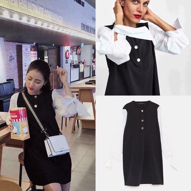 Váy thắt nơ cúc 3 khuy