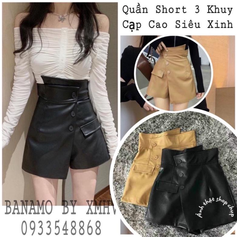 QUẦN VÁY DA MÀU ĐEN NÂU HOT HIT HIỆN ĐẠI THỜI TRANG BANAMO FASHION quần da 3 khuy 693