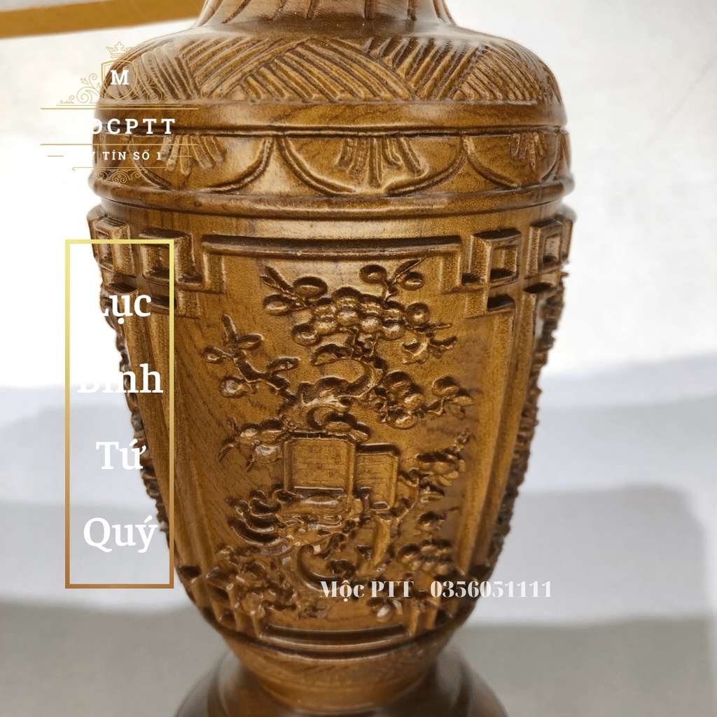 Lục Bình Lộc Bình Gỗ mẫu Tứ Quý kích thước Cao 25 30 Cm