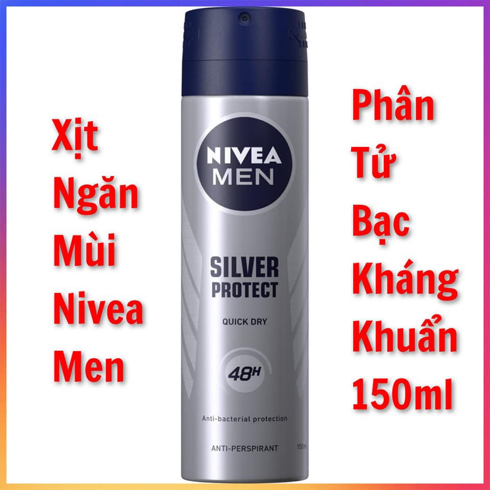 (CHÍNH HÃNG) Xịt ngăn mùi Nivea Men phân tử bạc ngăn khuẩn gây mùi vượt trội 150ml