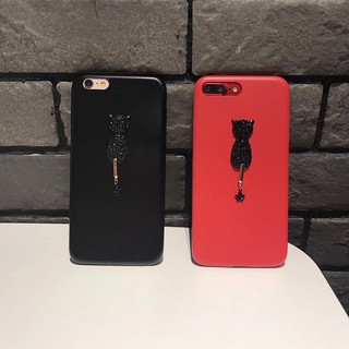 Ốp lưng dẻo mèo mặt lưng giả da - Iphone 6, 6plus, 7, 7plus, 8, 8plus, X