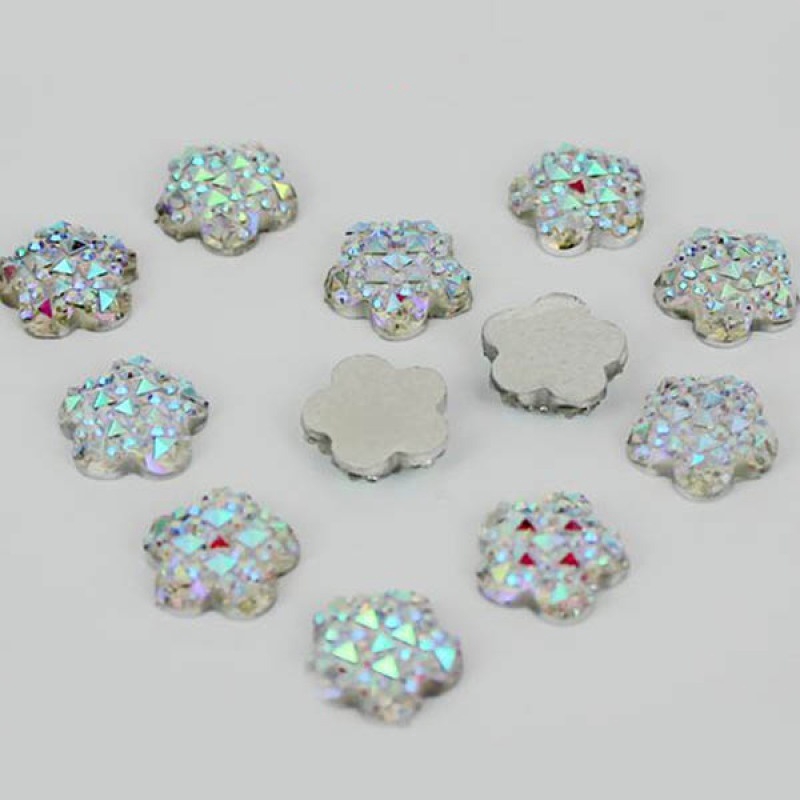 Bộ 40 Hình Trái Tim/Tròn/Bông Hoa Bằng Nhựa AB 12mm Trang Trí Đồ Thủ Công