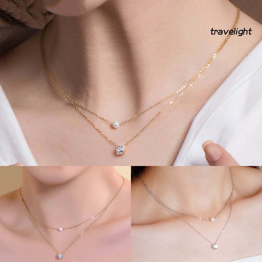 Vòng Cổ Choker Hai Lớp Đính Ngọc Trai Giả Thời Trang Cho Nữ