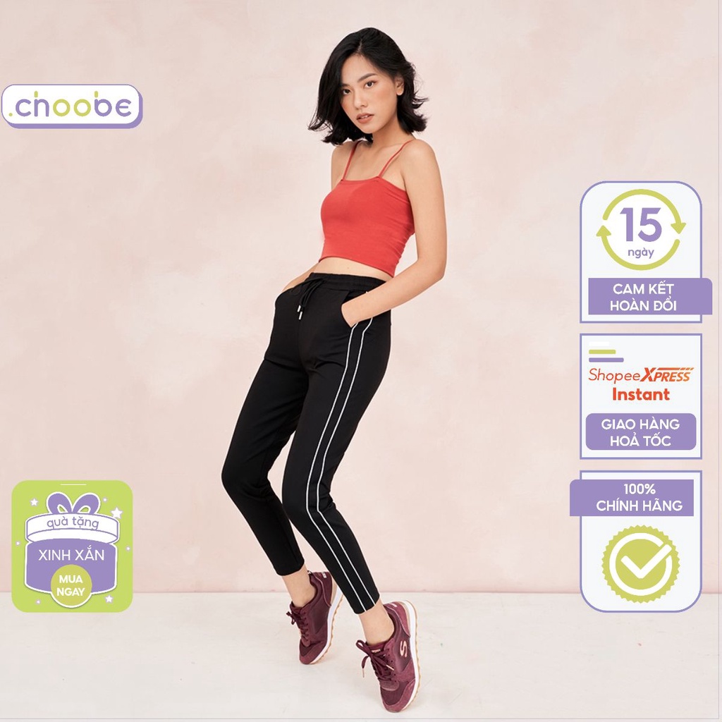 Quần jogger nữ Choobe dáng dài thun cạp chun cá tính thể thao tập gym sọc nhí Q16
