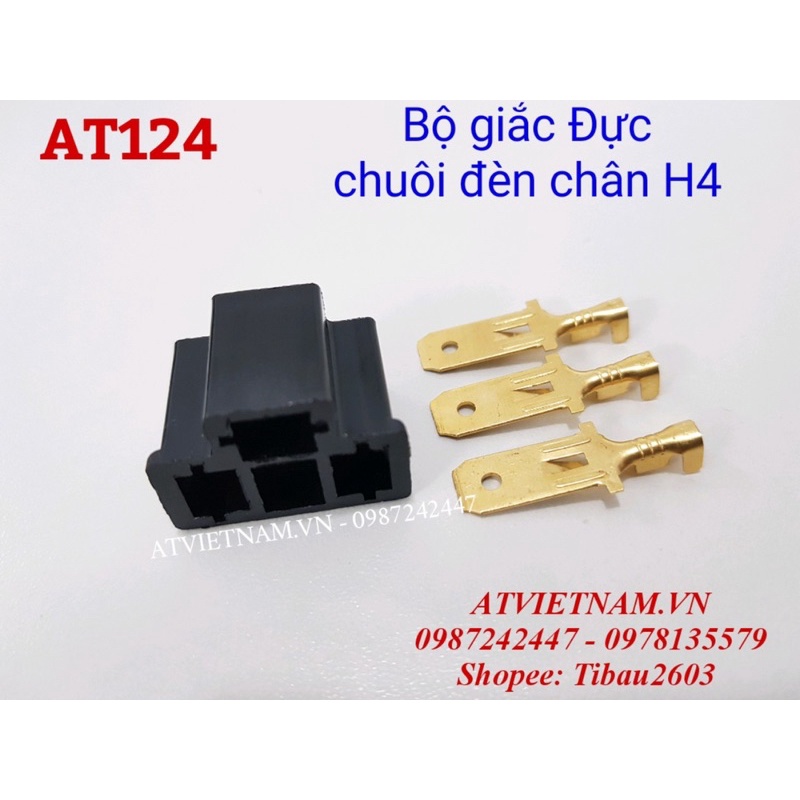 Bộ giắc cắm chuôi đèn 3P chân H4 đầu đực - AT122