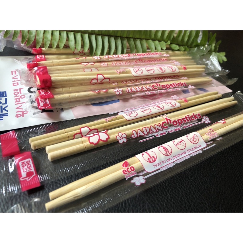 100 Set đũa Tre tròn Nhật Bản - tăm - thìa - giấy ăn