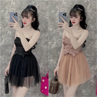 SET ÁO CÚP NGỰC KÈM CHÂN VÁY TẦNG LƯỚI ( có mút )