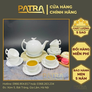 Bộ ấm chén uống trà cao cấp , bộ ấm trà bát tràng men trắng bát tràng