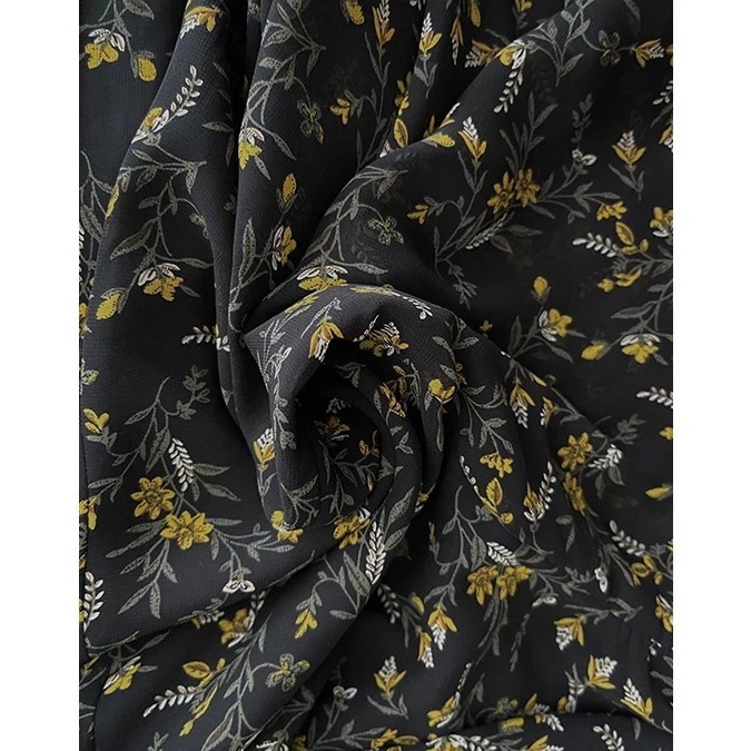 Đầm tay dài cổ chữ v họa tiết hoa phong cách retro thanh lịch nữ tính 46677