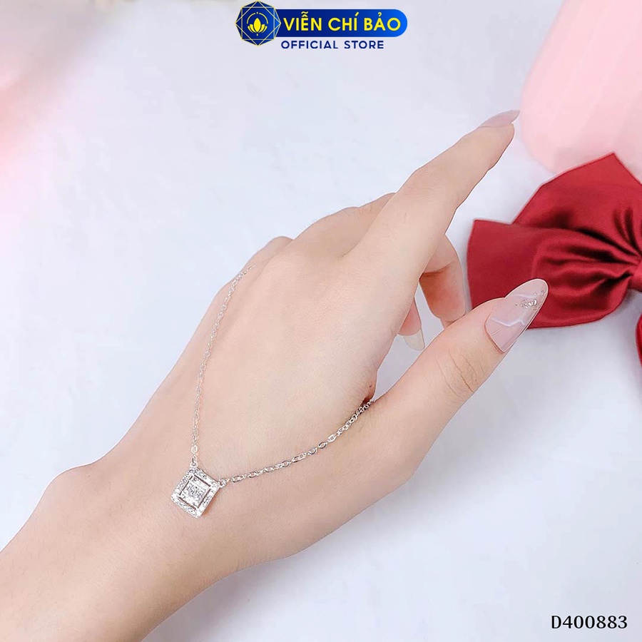 Dây chuyền bạc nữ vuông đính đá chất liệu bạc 925 thời trang phụ kiện trang sức Viễn Chí Bảo D400883