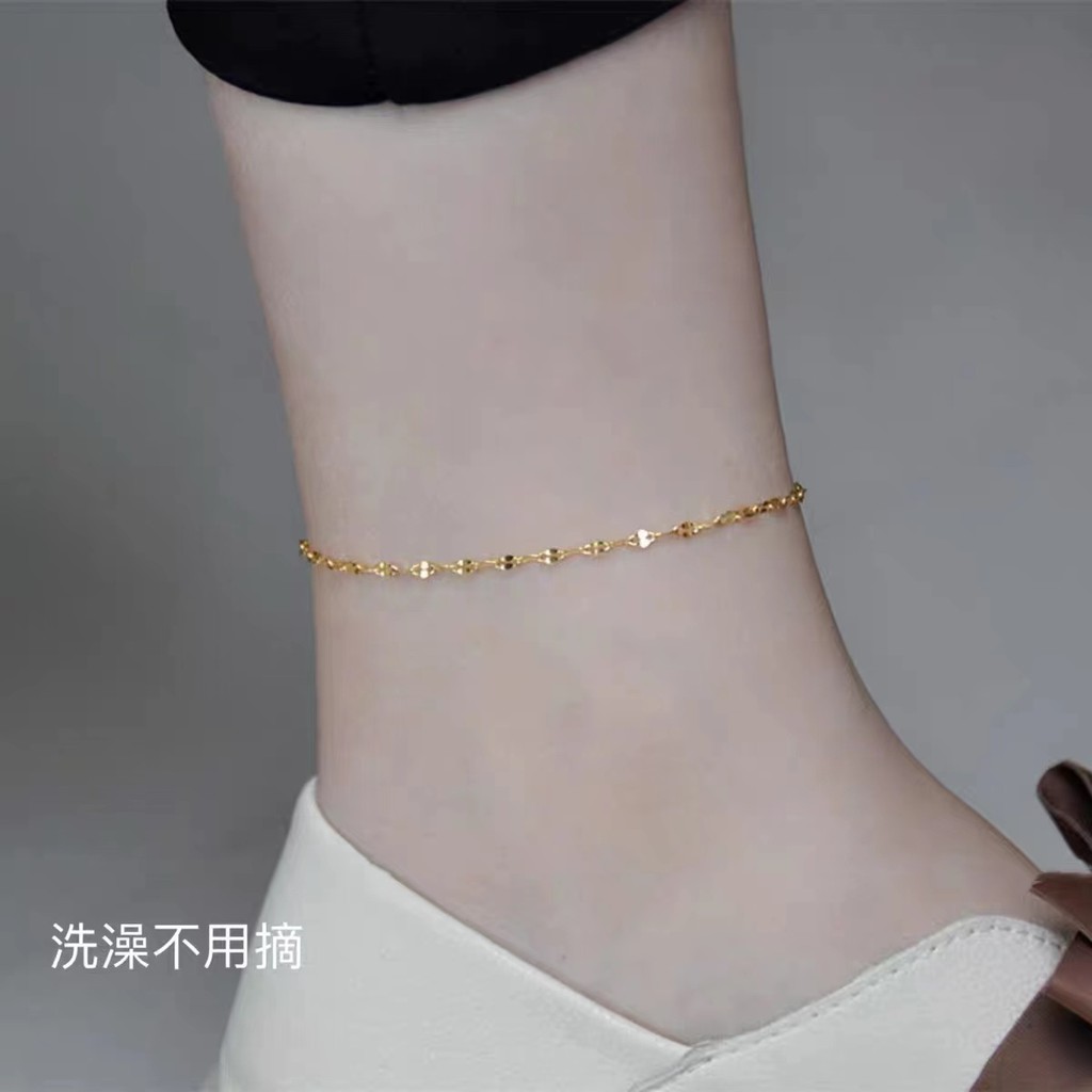 Lắc Chân Mở Rộng Bằng Thép Titan Mạ Vàng 18k Phong Cách Cá Tính Chống Nhạy Cảm Dễ Phối Đồ Phong Cách Mới Cho Nữ 18k