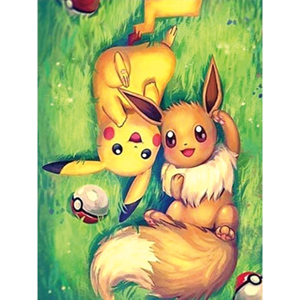 Bộ Tranh Đính Đá 5D Toàn Diện Họa Tiết Pikachu / Vuông Độc Đáo DIY Dùng Trang Trí Nhà Cửa