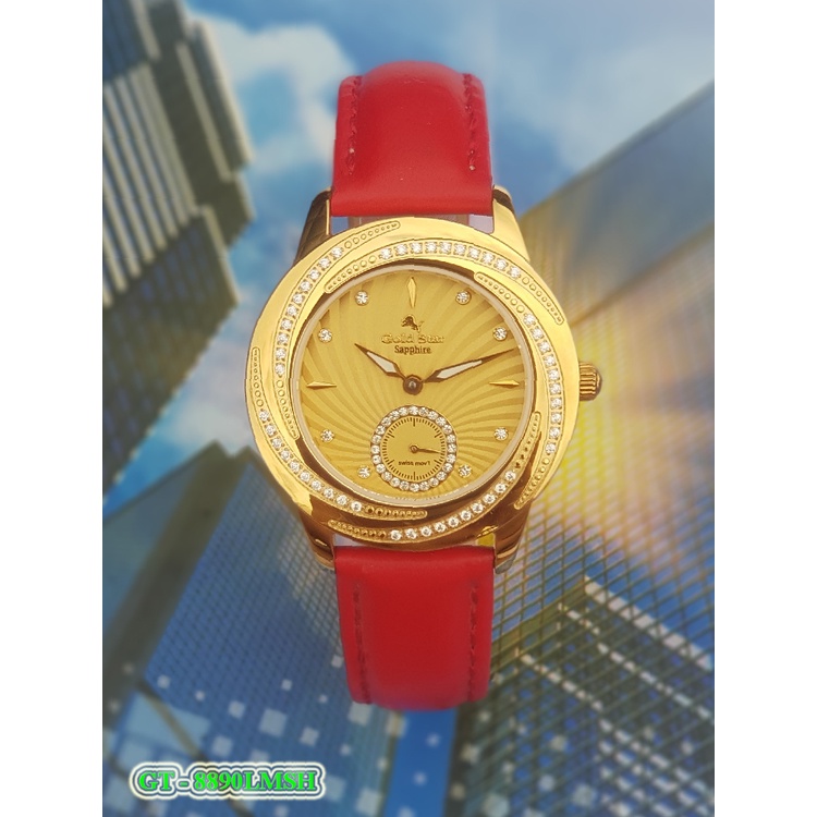 *Gold Star* Đồng Hồ goldstar Chính Hãng Nữ GT – 8890L, Thép 316L, Kính Saphia, Gắn Kim Cương, Mạ Vàng 24k, Nước 50mét