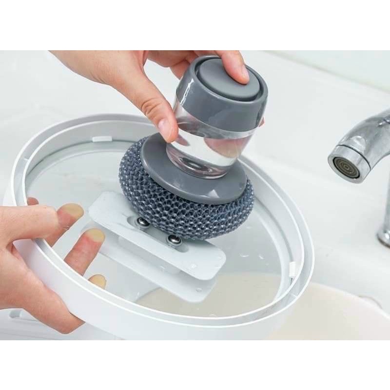 Cọ Xoong nồi có tay cầm kèm bình chứa dầu rửa siêu tiện lợi. ĐTLV