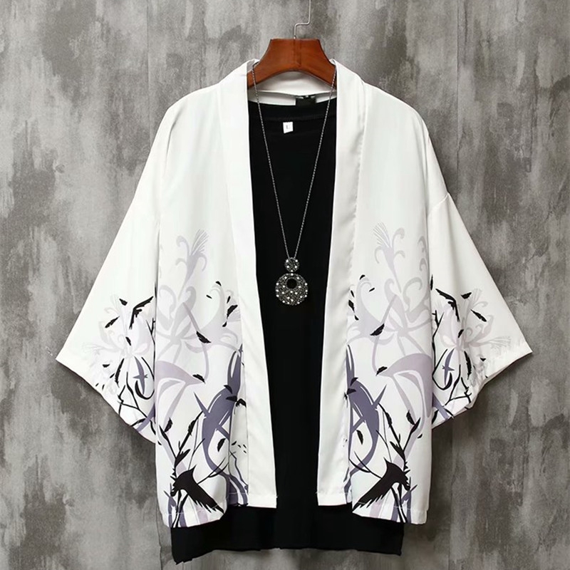 Áo Khoác Kimono Tay Lỡ 3 / 4 Phong Cách Trung Hoa Cho Nam