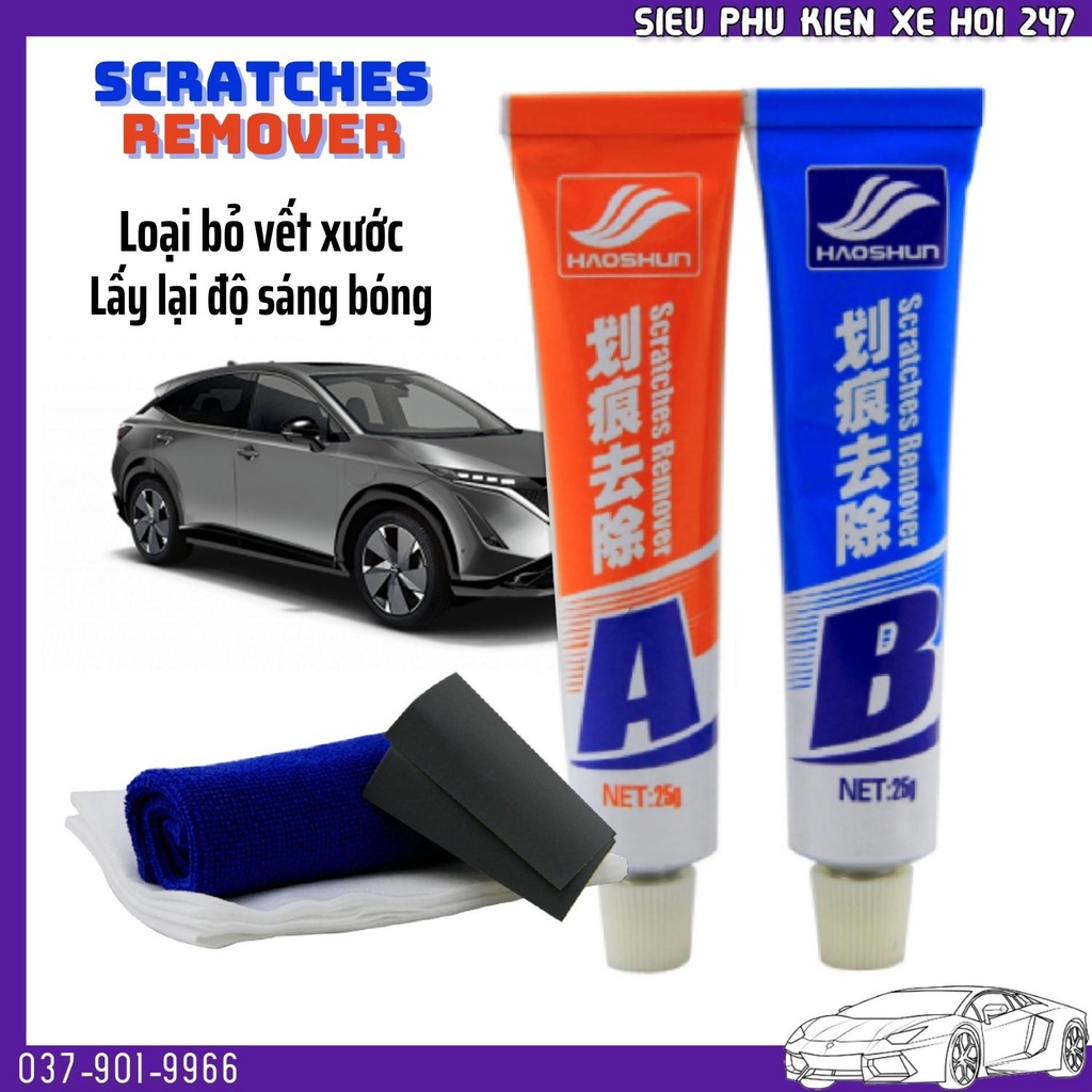 [GIÁ TỐT] Bộ kem xử lý vết xước cho lớp sơn vỏ xe Haoshun H1097 Scratches tặng phụ kiện