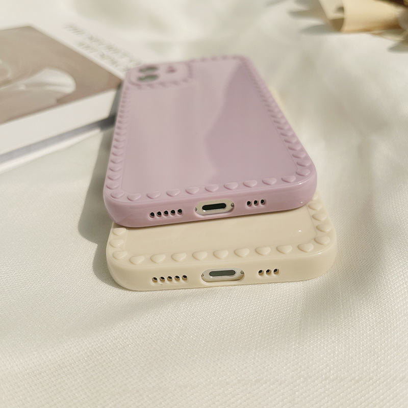 Ốp lưng iphone Ốp lưng iphone Ốp điện thoại silicon trang trí viền trái tim cho iPhone 11 Pro Max X Xr Xs Max 7 8 Plus Se 2020 12 pro max 12 mini 13PROMAX 13MINI 13PRO-RK RK CASE