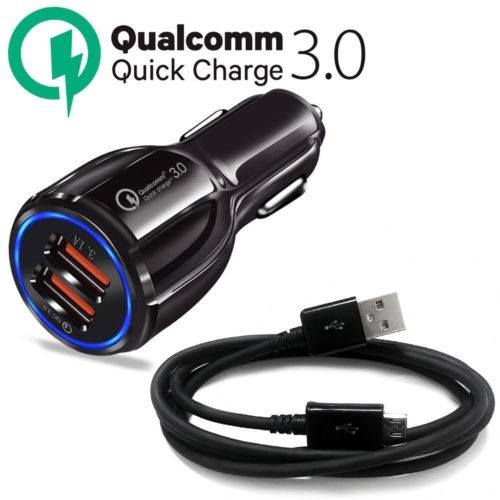 Củ sạc nhanh 2 cổng USB Qualcomm QC 3.0 cho xe hơi