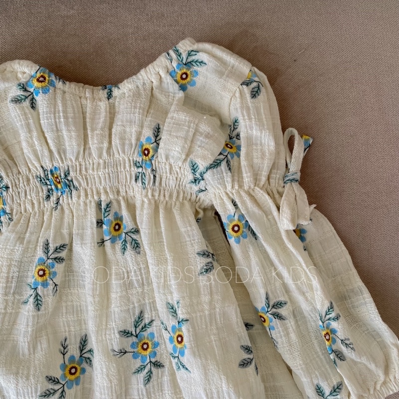 Body bé gái Alysa SODA KIDS thiết kế chun tay bồng tiểu thư, phong cách Hàn Quốc